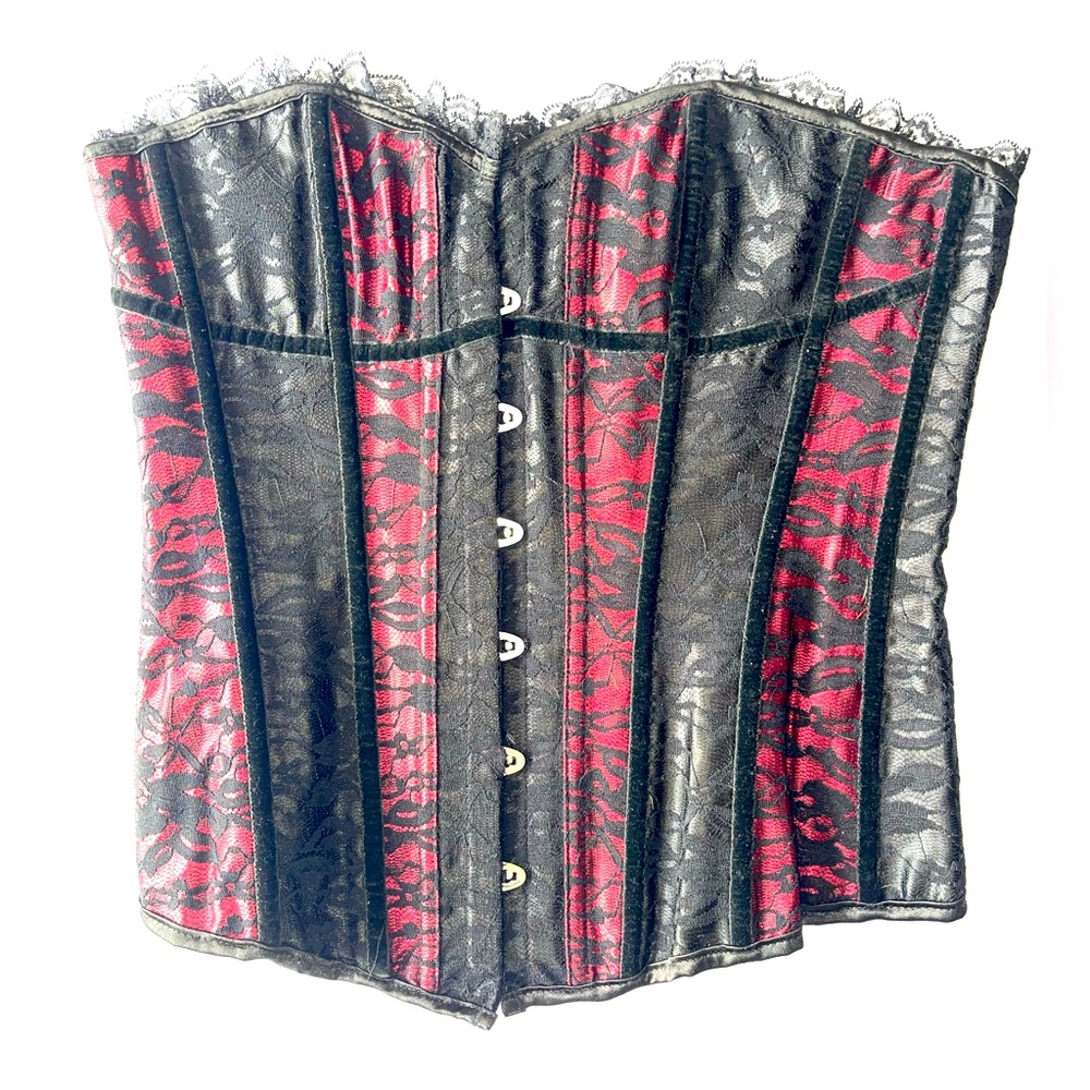 Red and Black Lace Corset M-L